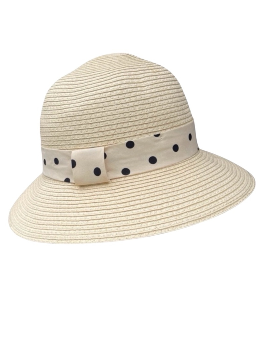 Parkhurst Beige Polka Dot Bow Cloche Sun Hat